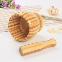 Pilon multifonctionnel manuel en bambou pour ail, épices, fruits et légumes, gingembre et ail