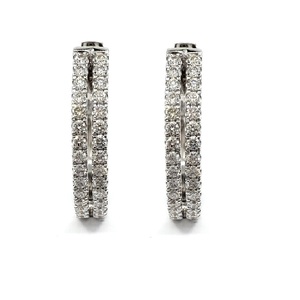 Boucles d'oreilles créoles en or blanc 18 carats faites à la main avec diamants ronds taille brillant naturels, bijoux de luxe pour femme, à porter au quotidien, fournisseur chinois - Product Image 1