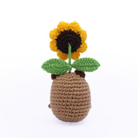 En gros, Ornements et poupées amigurumi au crochet faits main, mignons, en forme d'animaux, de plantes et de tournesols, pour le soutien émotionnel, avec étiquette positive