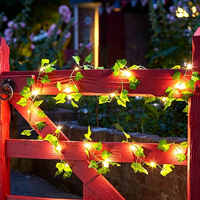 Guirlande Lumineuse Solaire Extérieure 8 Modes, 10m, 100 LED, Étanche, en Plastique, Effet Lierre Artificiel, pour Fêtes et Jardin