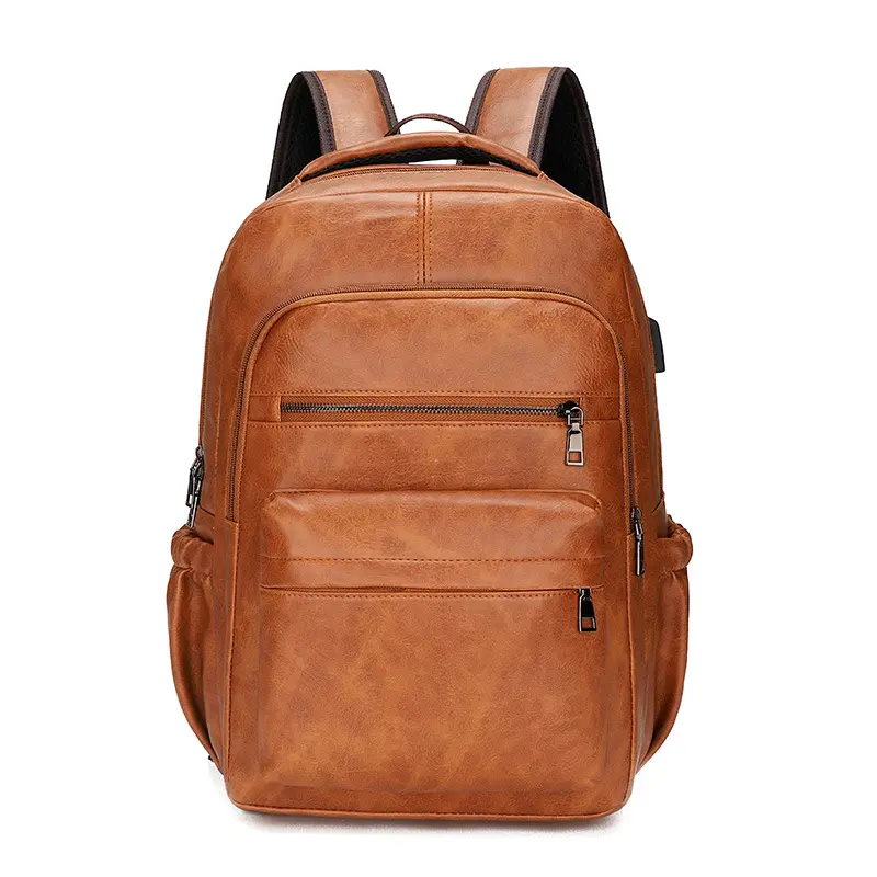 Leather Backpack Black Large Capacity Computer Backpack Airline Approved Business Work Bag Student Fashion Backpack