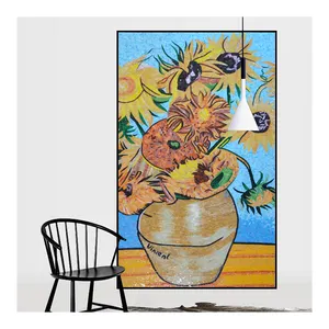जेडएफ अनुकूलित वान गाग तेल चित्रकला सूरजमुखी मोज़ेक मोज़ेक फूल पैटर्न फांसी कमरे में रहने वाले डिजाइन मोज़ेक कला की आपूर्ति