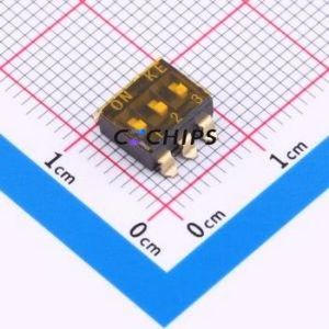 HX 2.54-3P TPPT DIP Switch SMD Switch Flat Toggle, Groove Type Single Pole Single Throw 3 Gull Wing Type - Product Image 1