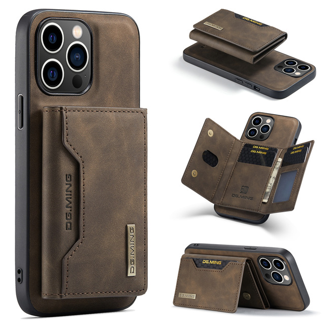 Original DG.MING 2-in-1 Detachable Magnetic Wallet Phone Case for iPhone 18 Samsung with Card Holder