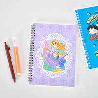 Cuaderno A5 con espiral, diseño de princesa de dibujos animados, patrón impreso personalizado y páginas interiores para regalo infantil, papelería