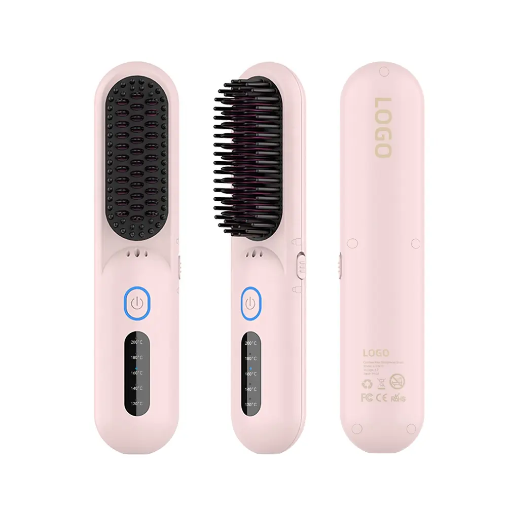 Custom High Quality Mch Rechargeable Negative Ion 5200mah Electric Cordless Wireless Hair Straightener Brush