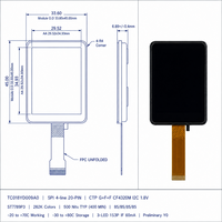 Module d'affichage LCD TFT IPS 1,8 pouces 240x284 portrait, interface SPI 20 broches, 500 nits, 262K couleurs pour appareils portables et dispositifs portatifs