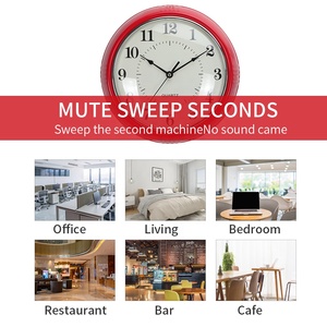 Đồng Hồ Thạch Anh Bằng Nhựa, Đồng Hồ Treo Tường Theo Phong Cách Cổ Điển Màu Đỏ Bằng Nhựa Thủy Tinh Lồi Retro - Product Image 3