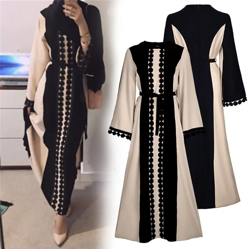 Abaya-vestido musulmán de Ramadán para mujer, ropa Formal de Dubái abayas, maxi vestidos de manga larga, ropa de primavera y otoño E9009