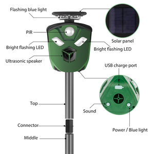 Répulsif solaire extérieur pour animaux 360 degrés avec lumière LED clignotante puissante dissuasion pour animaux sauvages répulsif ultrasonique pour <span class=keywords><strong>singe</strong></span> - Product Image 5