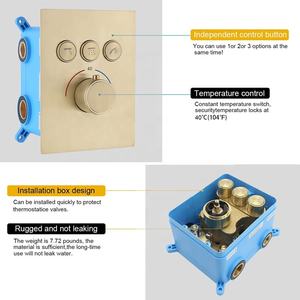 3 Way Thermostatic Brushed Gold <strong>Shower</strong> Diverter <strong>Valve</strong> Concealed Pressure Balancing <strong>Valve</strong> <strong>Shower</strong> <strong>Mixing</strong> <strong>Replacement</strong> Brass <strong>Valve</strong> - Product Image 4