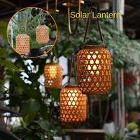 Lanterne décorative en métal solaire DC IP44 étanche pour extérieur, jardin, 360° multicolore, avec télécommande, style bois, portable, LED, type lustre