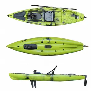 12 Ft Single Person Hot Sale Fishing Kayak With Pedal Drive Lldpe Plastic Sea Touring Kayak/canoe Rowing Boat With Blue Pads