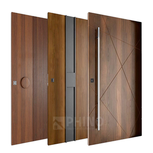 Porta d'<span class=keywords><strong>Ingresso</strong></span> a Bilico di Lusso con Intaglio 3D Antieffrazione in Legno Massello e Alluminio Pressofuso per Esterni Residenziali - Product Image 1