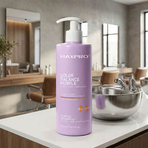 Shampoo nourrissant Maxipro Organic Color Balance Purple 500ml pour cheveux blonds, argentés, gris et méchés, professionnel - Product Image 1