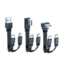 Câble de charge USB Type-C 2-en-1 avec conducteur en cuivre étamé, charge rapide 20PD, plat, en silicone souple, transfert de données