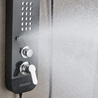 Vente flash - Panneau de douche multifonction noir de luxe avec écran LED intelligent, douche à effet pluie, robinet 5 fonctions