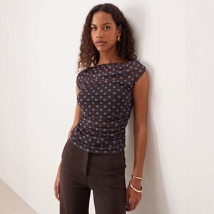T-shirt Estiva da Donna a Pois con Volant in <span class=keywords><strong>Tulle</strong></span>, Senza Maniche, Sexy, Lavabile, Vestibilità Slim, Perfetta per l'Estate - Bestseller - Product Image 1