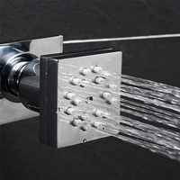Jets de pulvérisation de corps de douche en laiton carré 2 fonctions brume de pluie buse de Massage de bain pivotante chrome mural 4 pièces 6 pièces