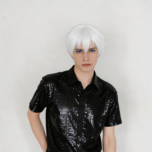Peluca de <span class=keywords><strong>Cosplay</strong></span> Premium Sintética Corta Rubia en Capas para Niño, Fibra Resistente al Calor, Suave, Estilo <span class=keywords><strong>Anime</strong></span> para Cosplayer y Uso Diario - Product Image 1