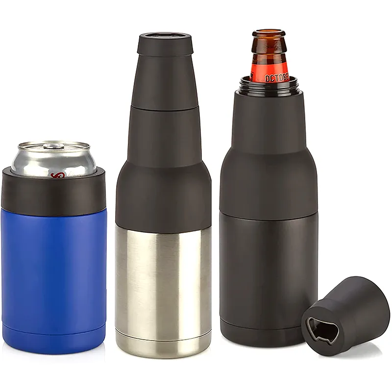 Stainless Steel Double Wall Vacuum Insulated Metal Drink Beer Wine & Beverage Bottle Can Cooler 3 In 1 Tumblers with Beer Opener