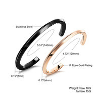 Bracelet manchette chic en acier inoxydable en forme de C, minimaliste, poli miroir, assorti pour couples, cadeau bijoux