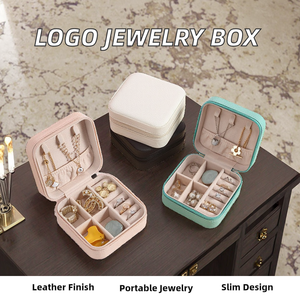 Nhỏ PU da lưu trữ trường hợp với dây kéo biểu tượng tùy chỉnh làm bằng tay du lịch đồ trang sức tổ chức Quà tặng hộp hiển thị cho nhẫn đồ trang sức - Product Image 2