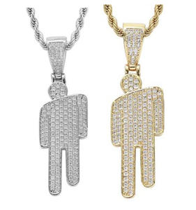Chaîne de pull tendance hip-hop avec pendentif tête inclinée style Billie Eilish, ornée de zircons, idéale pour les soirées – Nouveauté très prisée en Europe et aux États-Unis - Product Image 2