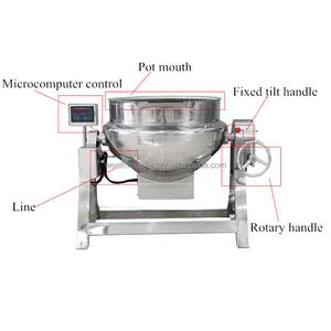 Voedselkoker Stoomgas Elektrische Jas Waterkoker Met Agitator Mixer Dubbelwandige Ketel Fruit Jam Koken Mixer Pot Apparatuur