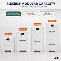 Onduleur solaire hybride tout-en-un empilable OEM avec batterie 10kW 15.07kWh 48V 314Ah pour stockage solaire commercial
