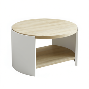 Tavolino da Caffè Moderno Rotondo in Legno a 2 Ripiani, 31 Pollici, Arredamento per Soggiorno - Product Image 1