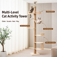 Tour pour chat en bois massif, style capsule spatiale, moderne, écologique, à hauteur réglable sur 6 niveaux, du sol au plafond, pour chats d'intérieur, vente en gros