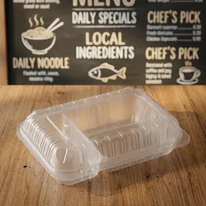 MFPP Hinged Container Clamshell Take Out Food Containers to Go Boxes Restaurant Food Grade <b>Microwave</b> Clear Hinged Container - Product Image 1