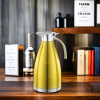 Bouilloire isotherme 2L en acier inoxydable à double paroi, vente en gros d'usine, théière et cafetière manuelle avec poignée, flasque thermique domestique pour maintenir au chaud