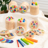 Juguete Educativo de Madera Montessori CE CPC 3 en 1 para Bebés y Niños Pequeños, con Palitos de Colores y Formas para Clasificar y Encajar en Vasos