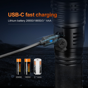 WOSEN Factory Hot Sale Aluminum Alloy Telescopic Zoom Power Display Usb <b>Rechargeable</b> P70 Led Torches Lights Tactical <b>Flashlight</b> - Product Image 6
