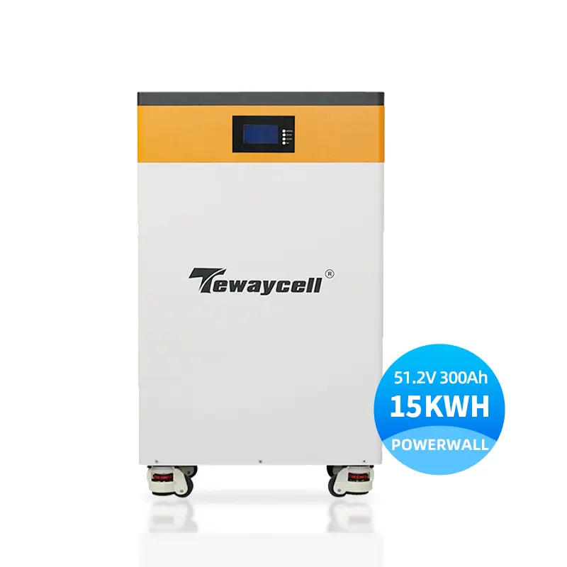 Paquete de batería solar de pared Tewaycell Power 48V 300ah 15Kwh para sistema de almacenamiento de energía doméstico