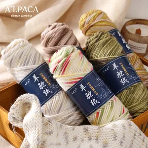 Gradient Rainbow Gradient <span class=keywords><strong>Alpaga</strong></span> <span class=keywords><strong>Laine</strong></span> 100% <span class=keywords><strong>Laine</strong></span> Fil Crochet Chapeau Tricot Manteau Écharpe avec Fantaisie Teint Motif - Product Image 3