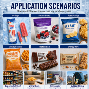 Rouleau de <span class=keywords><strong>film</strong></span> plastique laminé thermoscellé imprimé personnalisé <span class=keywords><strong>Film</strong></span> alimentaire pour biscuit de bonbon pour l'emballage de snacks Lignes de production automatisées - Product Image 6