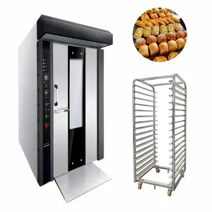 High Quality Commercial 16 Trays Bread Pizza Baking Equipment Rotary Oven Electric Bakery Oven Rotary For Cake Making