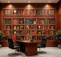Wallpaper Rak Buku Vintage 3D Kustom, Mural Rak Buku untuk Perpustakaan, Ruang Belajar, Kantor, Dekorasi Dinding Interior