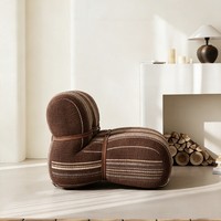 Fauteuil en tissu tricoté avec structure en bois de pin de style nordique moderne pour salon, bureau ou salle d'étude