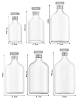 Bouteille en verre sodocalcique, flacon à jus, pot à cold brew, 50ml 100ml 200ml, plat, transparent, esthétique, emballage de boissons à emporter en gros