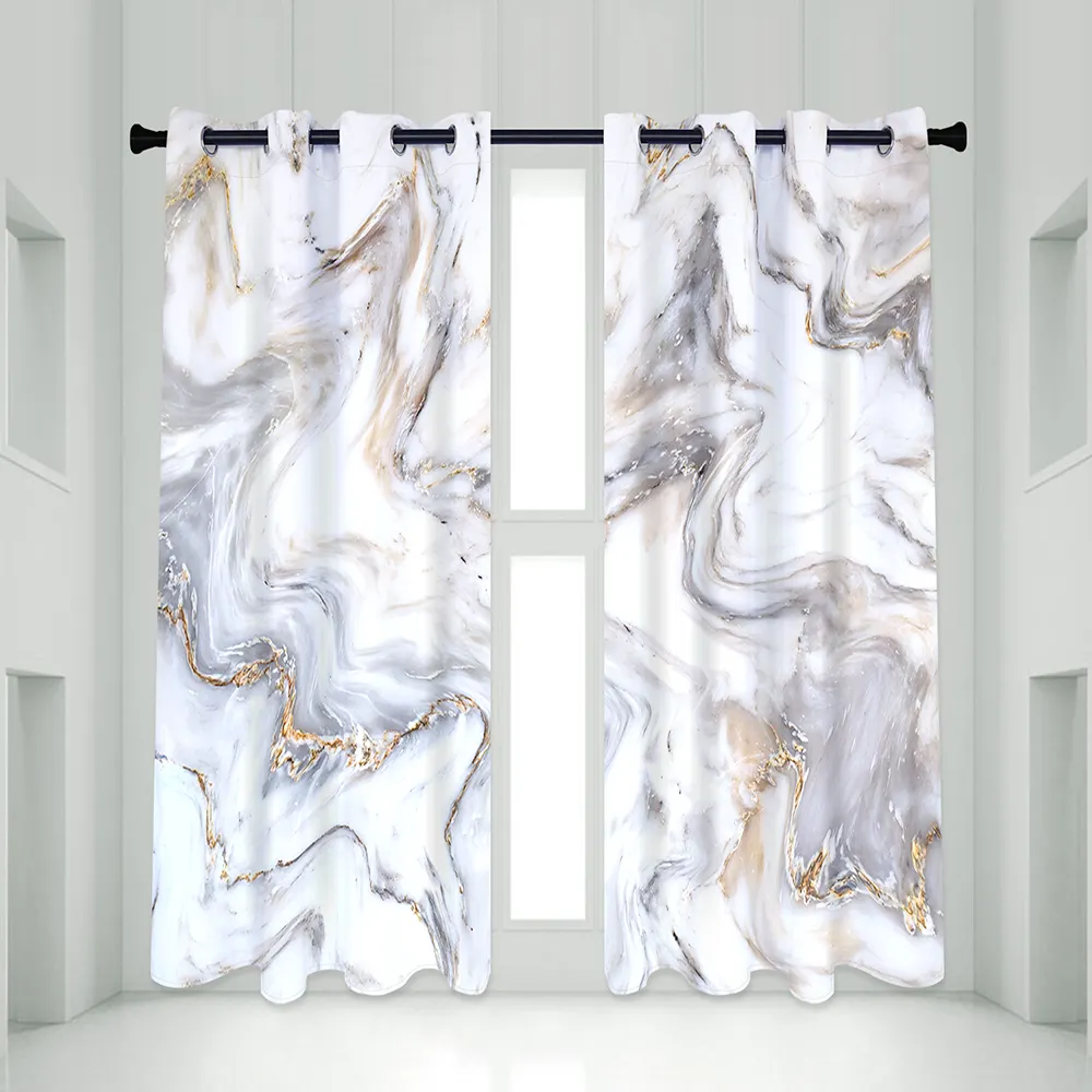 100% Blackout curtain fabric Digital Printed 3d design marble patterns Living Room Bedroom Decor Ready Made Window Curtain