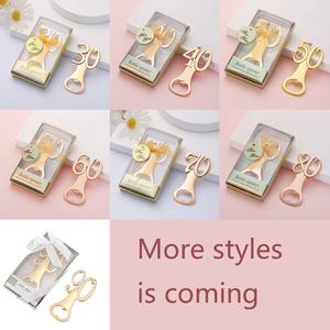 All'ingrosso 30 40 50 70 80 ° anniversario di <span class=keywords><strong>compleanno</strong></span> souvenir Golden apribottiglie con il numero per gli ospiti - Product Image 6