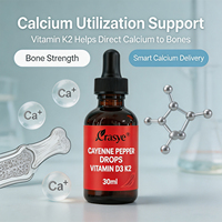 Extrait de piment de Cayenne OEM/ODM en gouttes liquides orales + Vitamine D3 K2 pour adultes, soutien cardiovasculaire, renforcement immunitaire, métabolisme naturel
