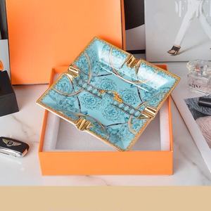Wholesale Hand-Painted Luxury Modern Eco-friendly Durable Easy to Clean Portable Ceramic Ashtray for <b>Cigar</b> Smoking <b>Accessories</b> - Product Image 4