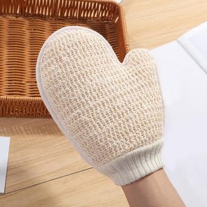 Gants de bain en coton de chanvre biodégradable avec logo personnalisé, exfoliant de douche en jute et coton, éponges et brosses de bain en loofah - Product Image 2
