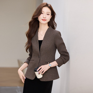 Women's Houndstooth Blazer Wool Blend Anti-Wrinkle Slim Fit Autumn Winter Outerwear - Product Image 2