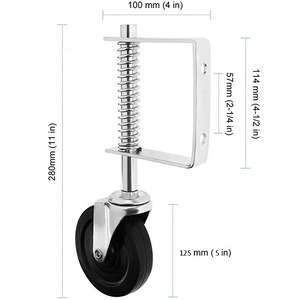 Roue de <span class=keywords><strong>roulette</strong></span> en caoutchouc de 4 pouces, roue de porte de clôture coulissante à ressort - Product Image 6